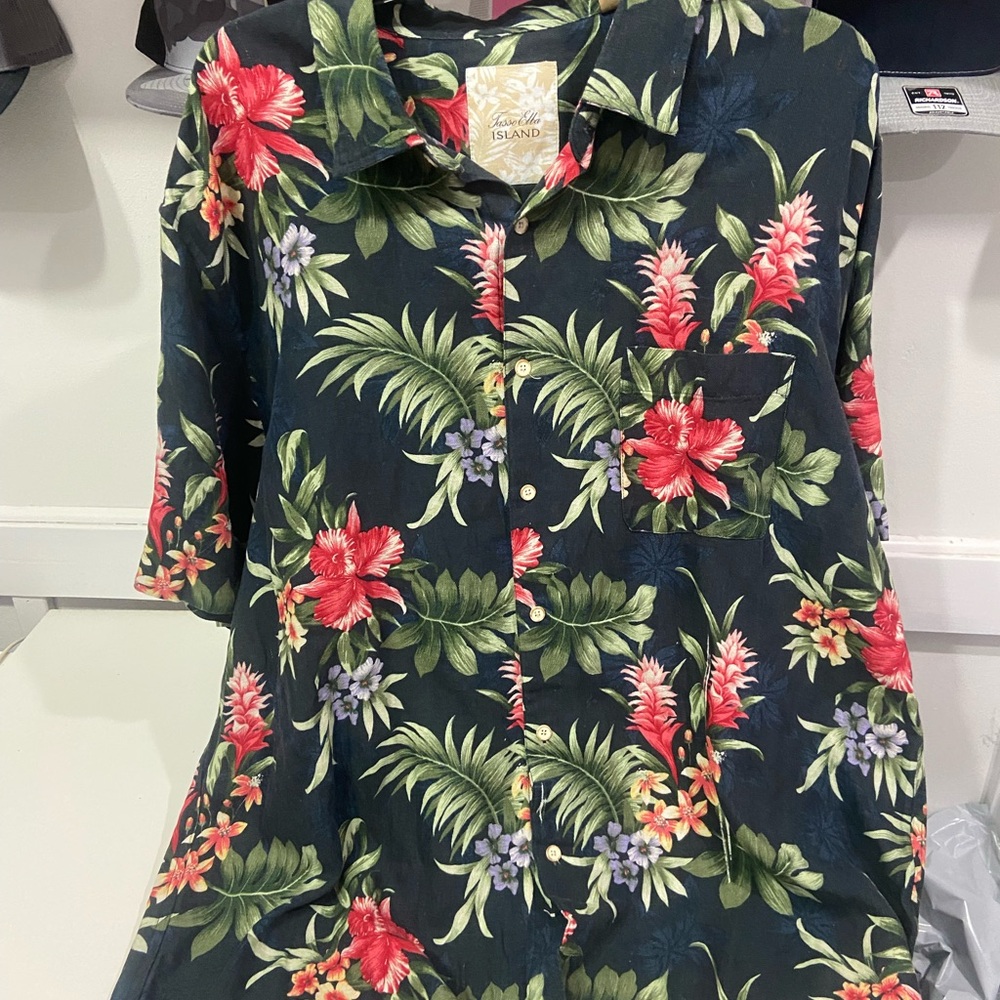 Tasso men's shirt size xxl, button down, floral, beach, vintage style